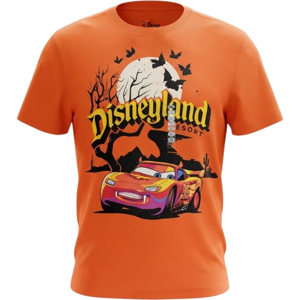 NEW Disney Parks Cars Lightning McQueen Halloween Shirt Adult 2XL Orange Spooky